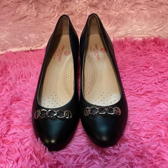Marc Joseph New York Bridge CT chain detail toe Brazilian leather pumps sz 10 - Picture 4 of 11
